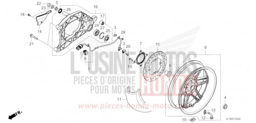 ROUE ARRIERE/BRAS OSCILLANT NSS350AST de 2026